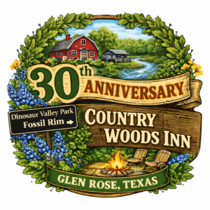 Country Woods Inn 30th Anniversary logo - Glen Rose, Texas